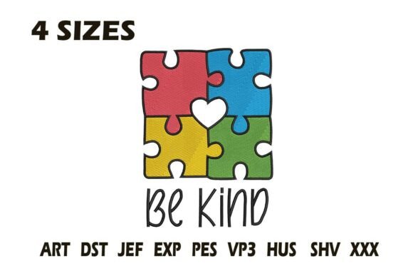 Be Kind Puzzle Heart Embroidery Design Review