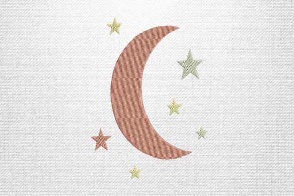 Crescent Moon Star Embroidery Art