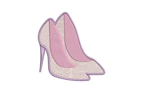 Elegant High Heel Shoes Embroidery Design