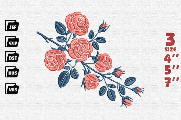 Elegant Rose Branch Embroidery Design Review