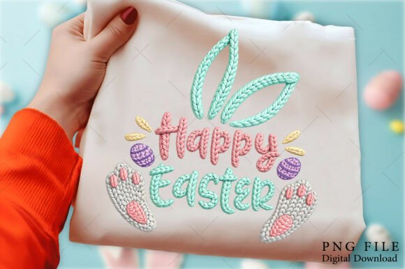Happy Easter Faux Crochet Embroidery