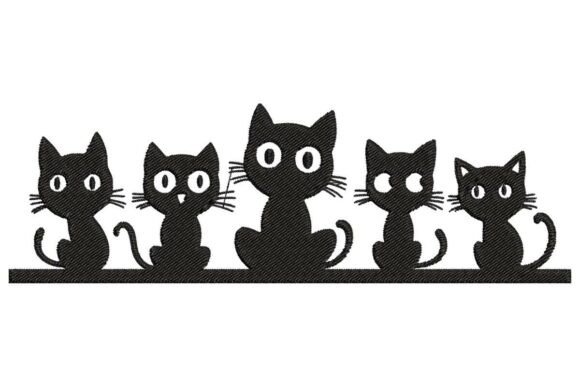 Row of Cute Black Cats Embroidery Design Review